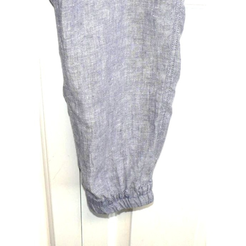 Nicole Miller Women's Linen Elastic Drawstring Waist Cargo Jogger Pants Blue Med - Picture 4 of 7